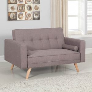 California Modern Fabric Sofa Bed In Grey And Wooden Legs