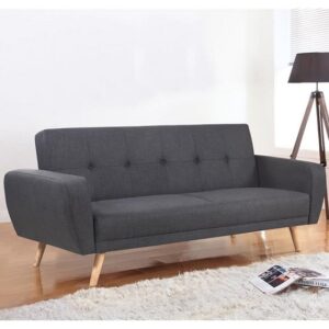 Durham Fabric Sofa Bed Large In Grey With Wooden Legs