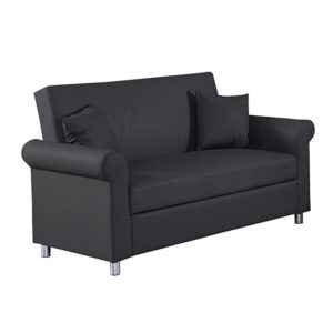 Keller Faux Leather 2 Seater Sofa Bed In Black