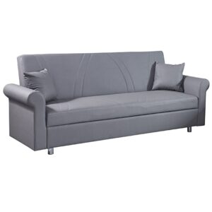 Keller Faux Leather 3 Seater Sofa Bed In Grey