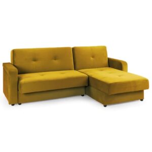 Kira Plush Velvet Sofa Bed Corner In Mustard